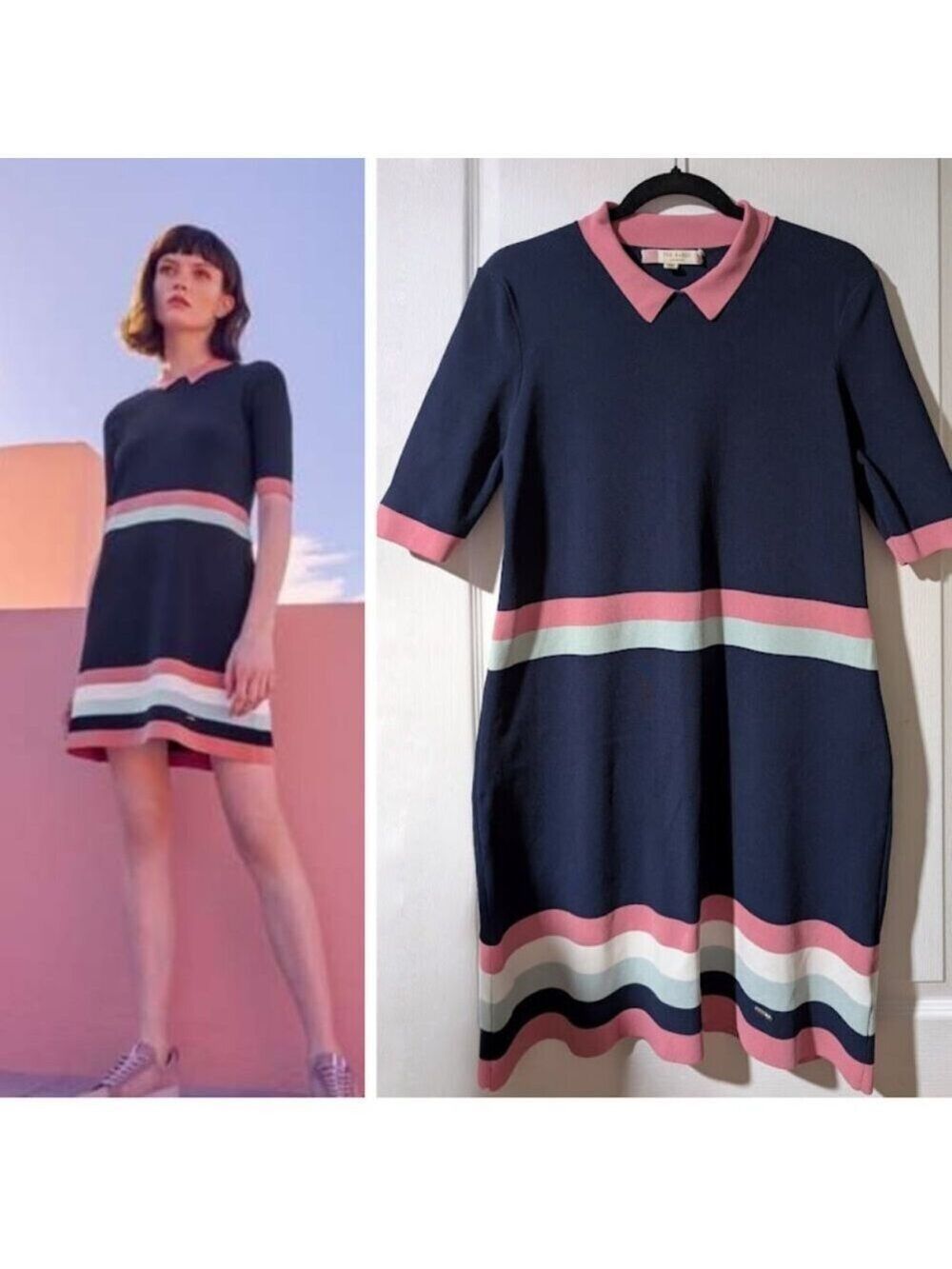 Ted Baker | 'Colour By Numbers' Origami Navy Knit Dress